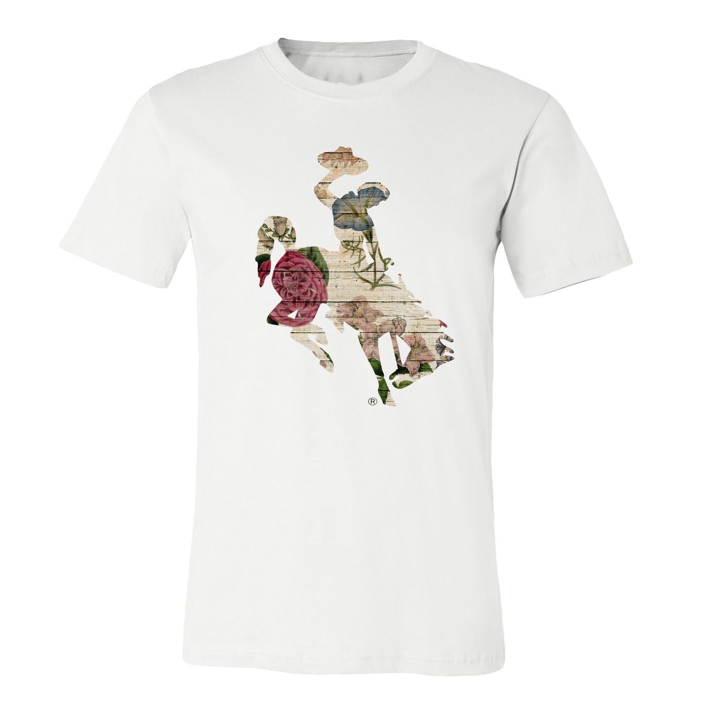 Floral Barnwood Bucking Horse T-Shirt