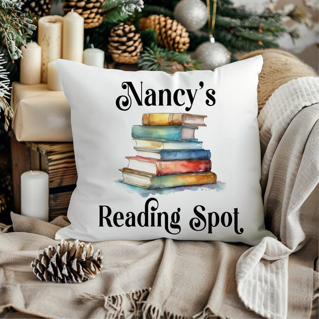 Personalized Reading Spot Pillow – Custom Book Lover Gift with Name