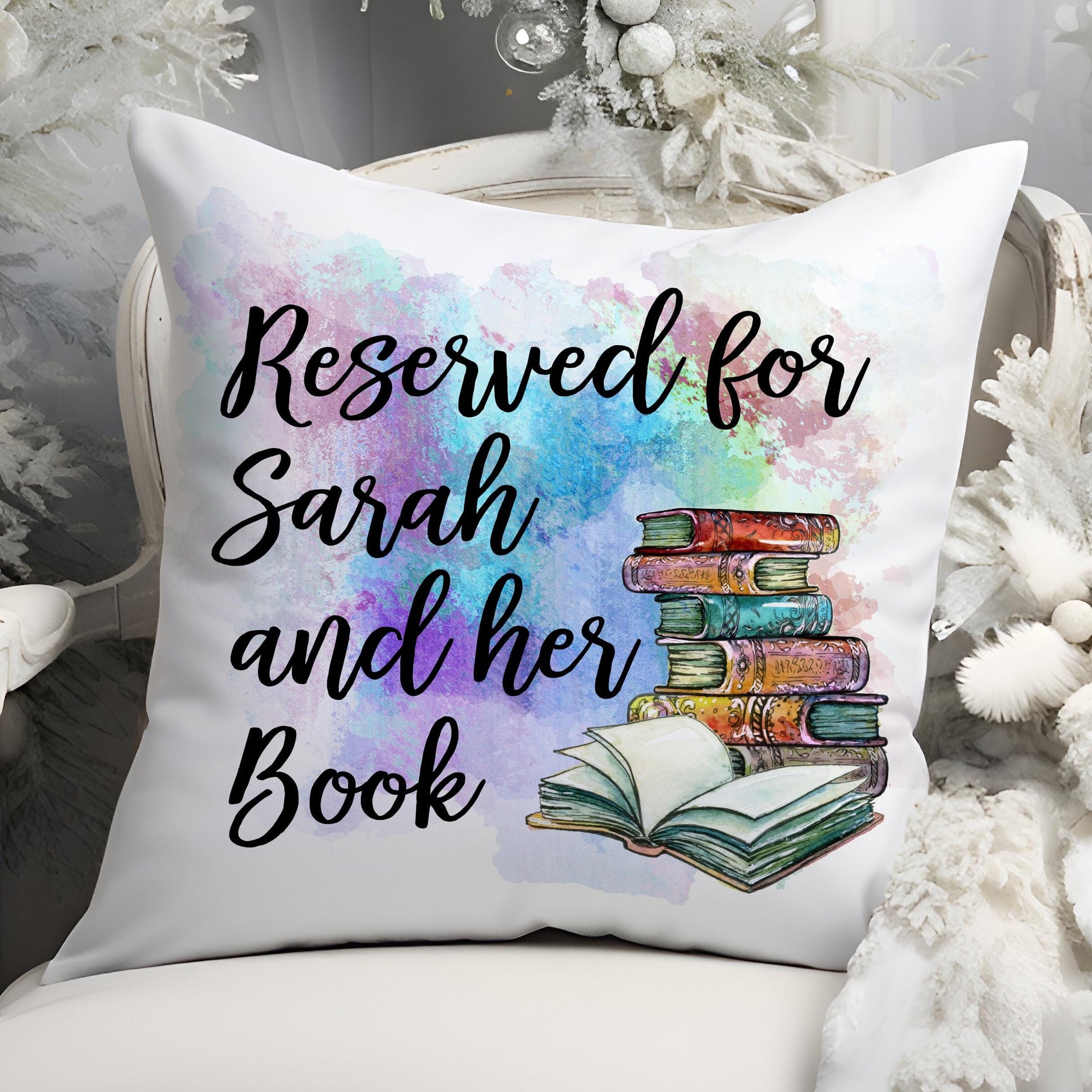 Colorful Book Stack Personalized Pillow