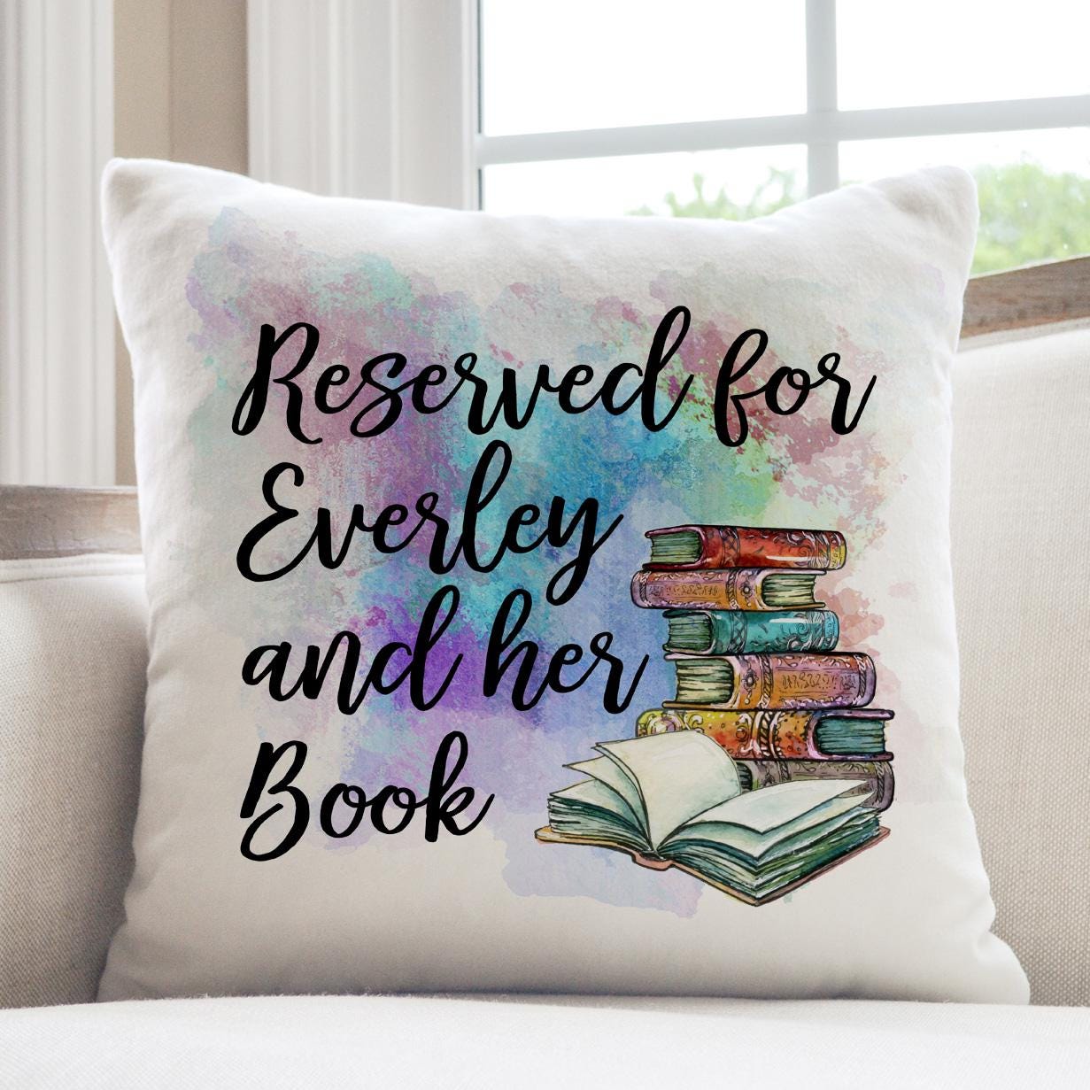 Colorful Book Stack Personalized Pillow
