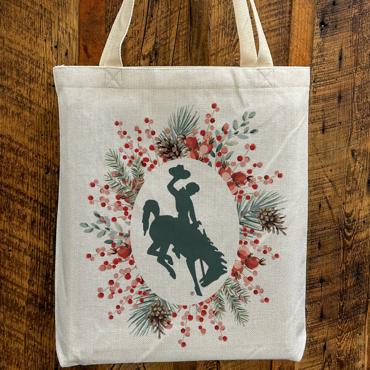 Pipberry Holiday Wreath Bucking Horse Tote