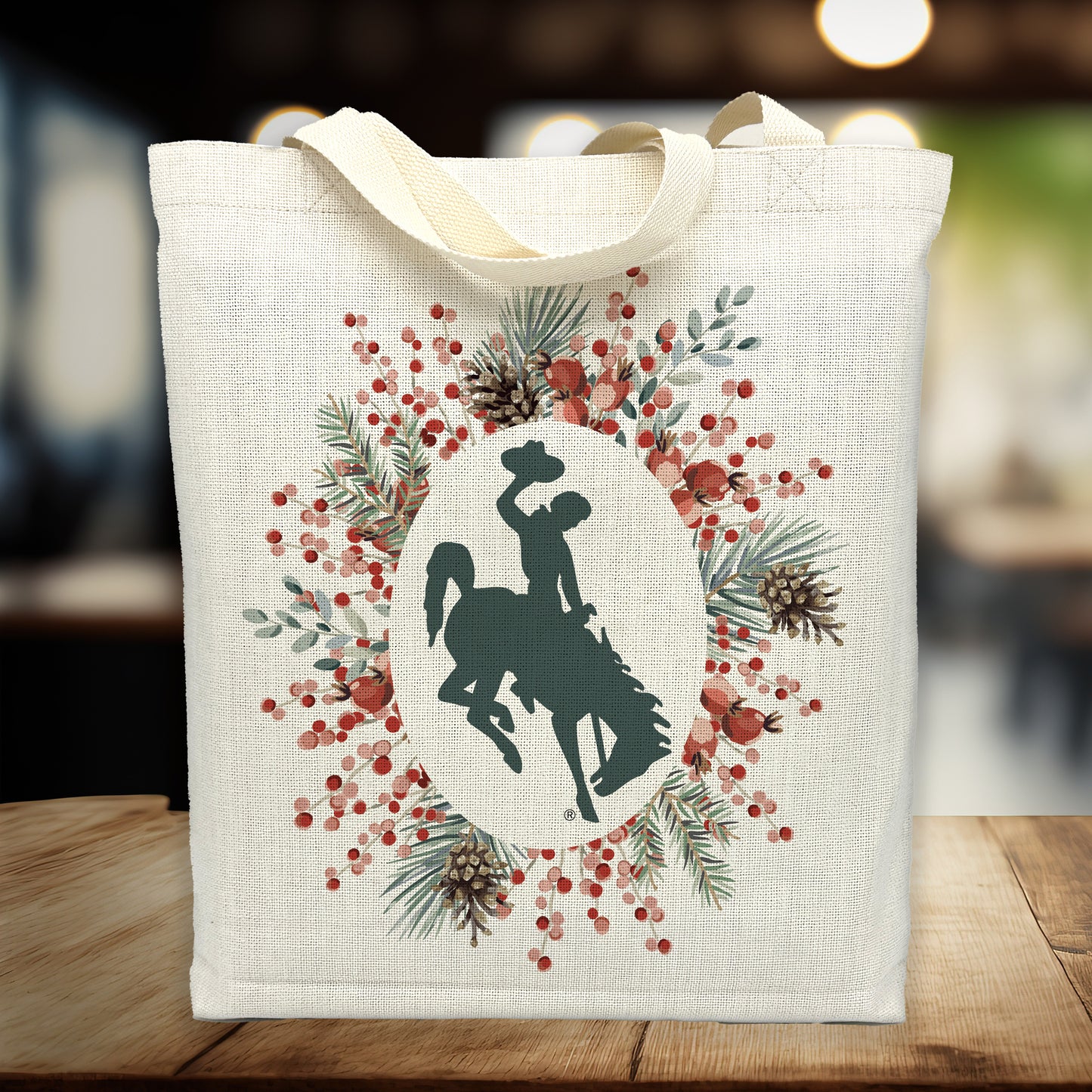 Pipberry Holiday Wreath Bucking Horse Tote