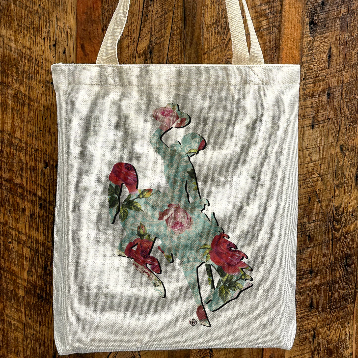 Vintage Rose Bucking Horse Tote