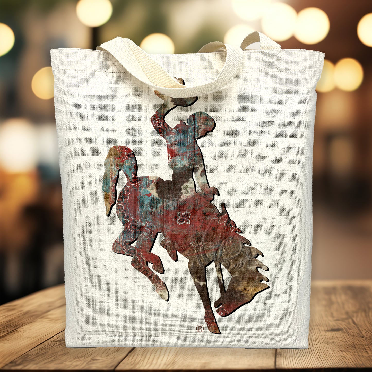 Western Patchwork Bucking Horse Tote