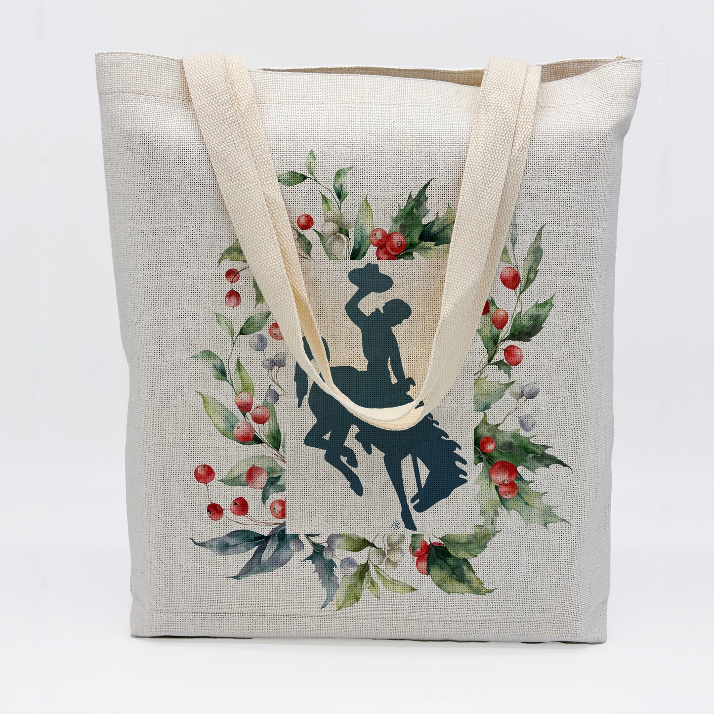Winter Holly Bucking Horse Tote