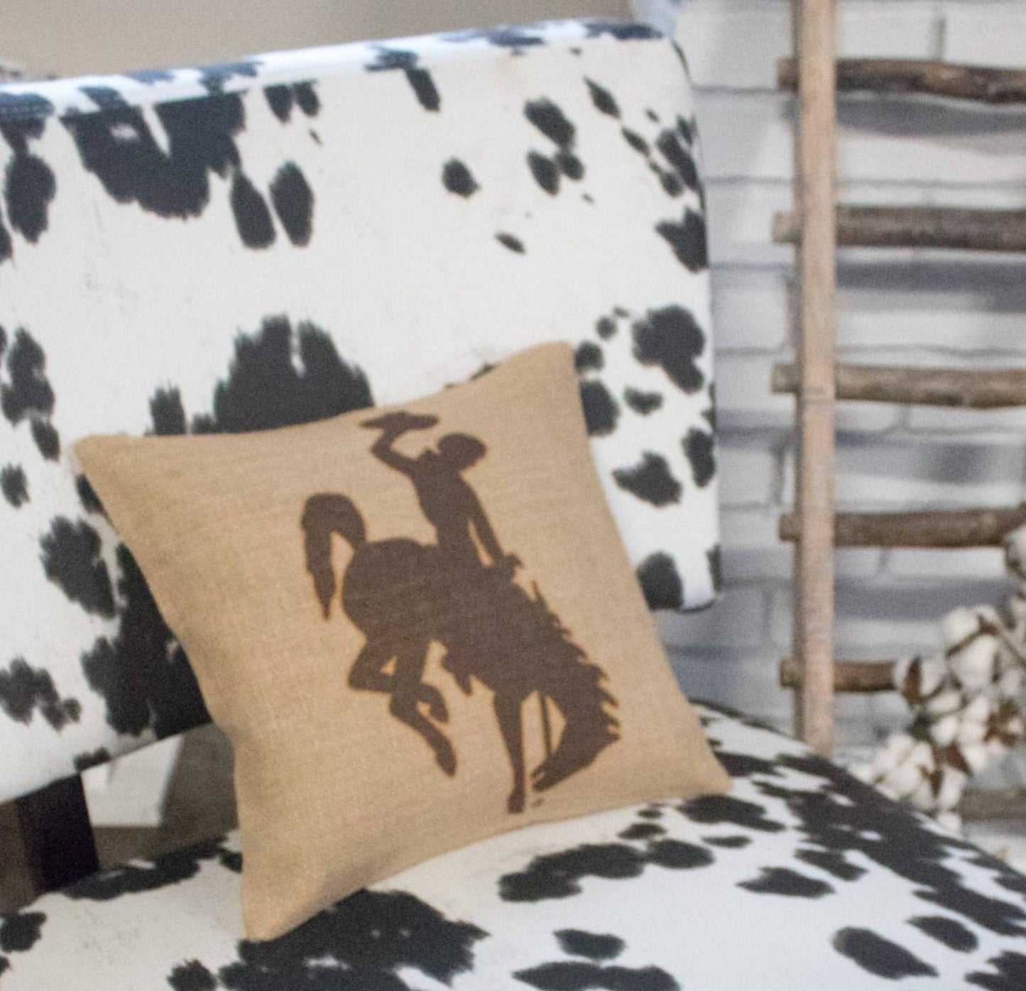 Brown & Gold Wyoming Bucking Horse Throw Pillow