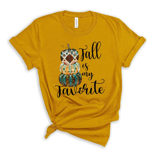 Fall is my Favorite t-shirt - pumpkin stack autumn tee heather mustard