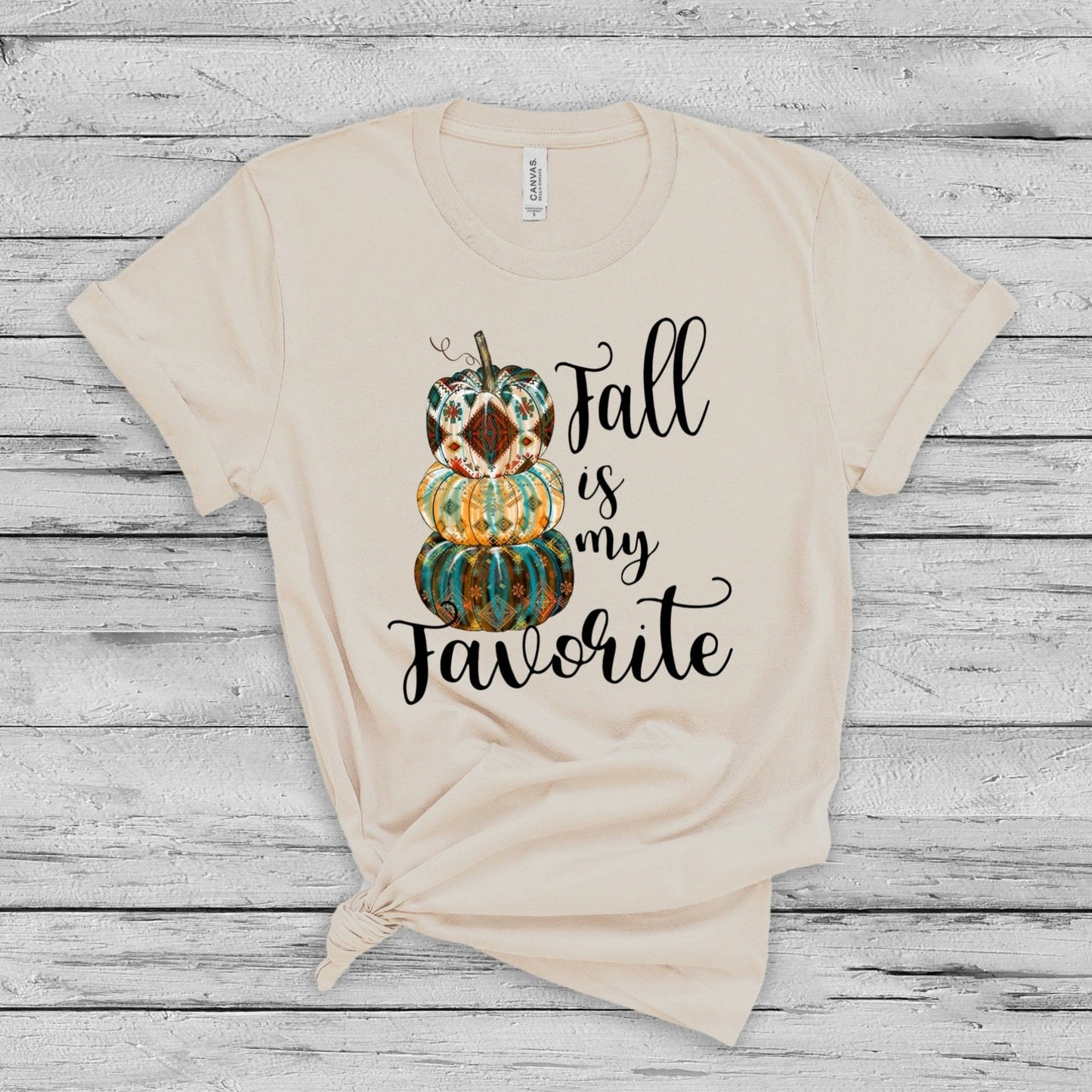 Fall is my Favorite t-shirt - pumpkin stack autumn tee natural