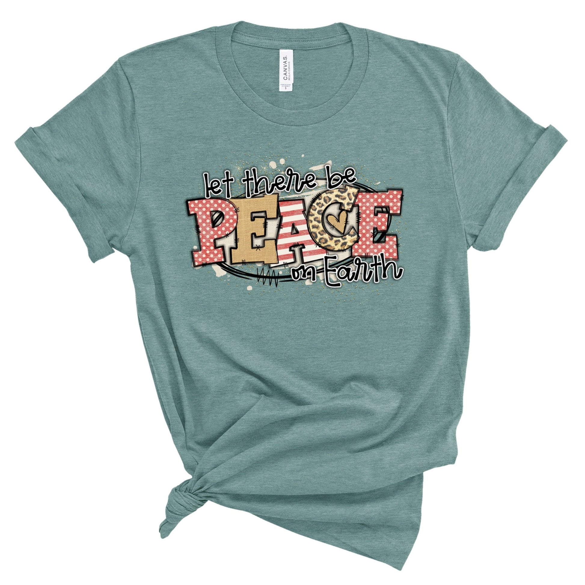 Let There be Peace on Earth Christmas t-shirt heather dusty blue