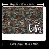 Fun Mug Toss Coffee Maker Mat - washable placemat for your coffee station or kitchen