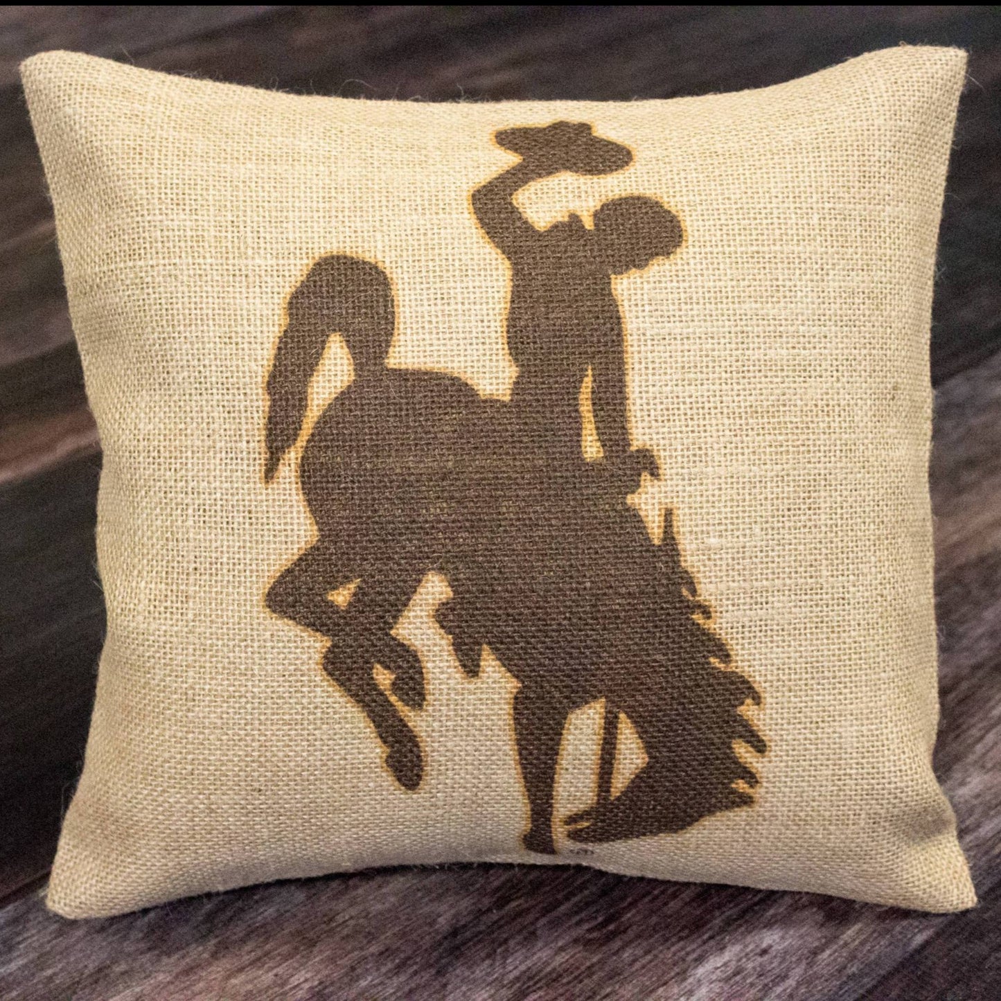Brown & Gold Wyoming Bucking Horse Throw Pillow