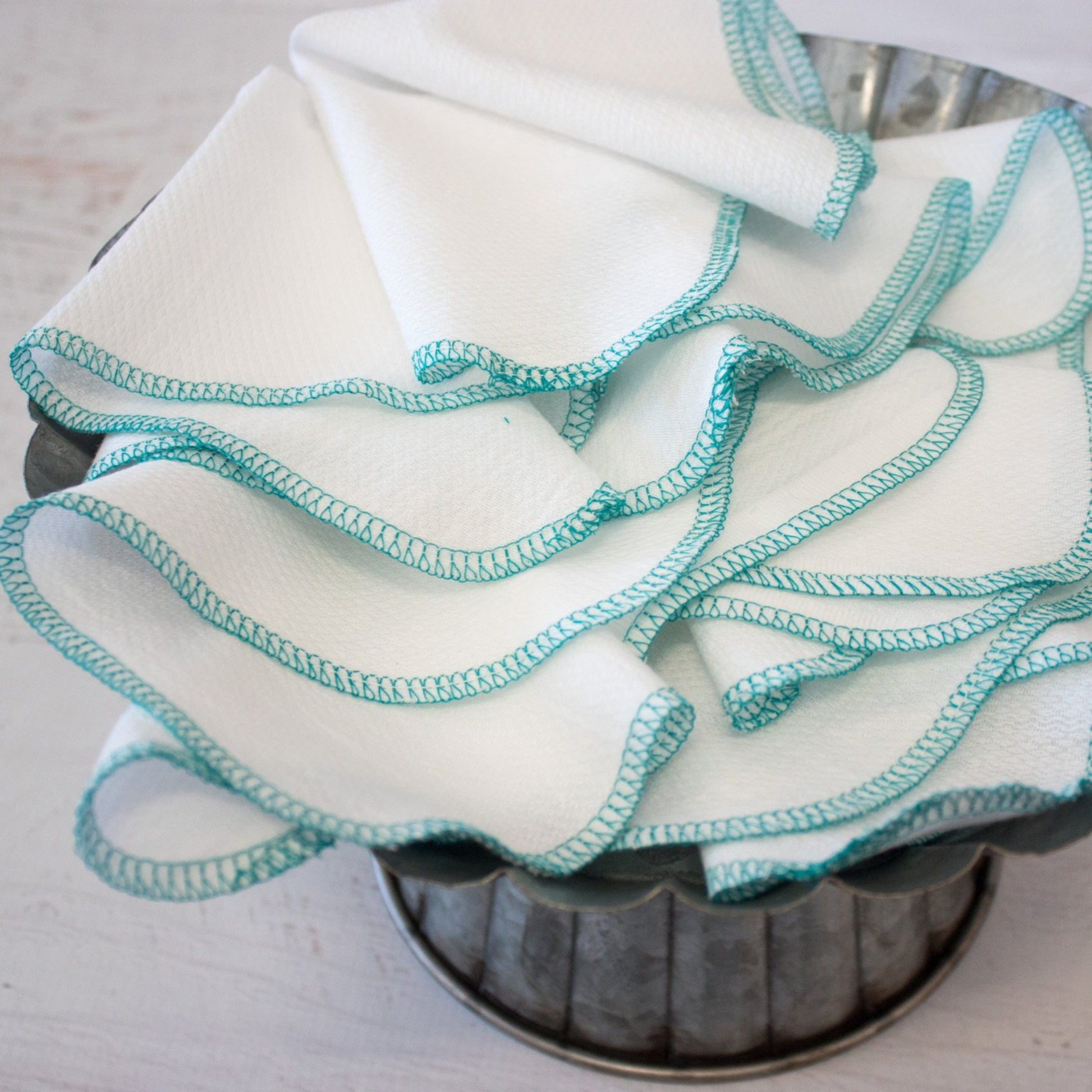 Teal Unpaper Towels in bright white or natural birdseye - reusable paper towel alternative