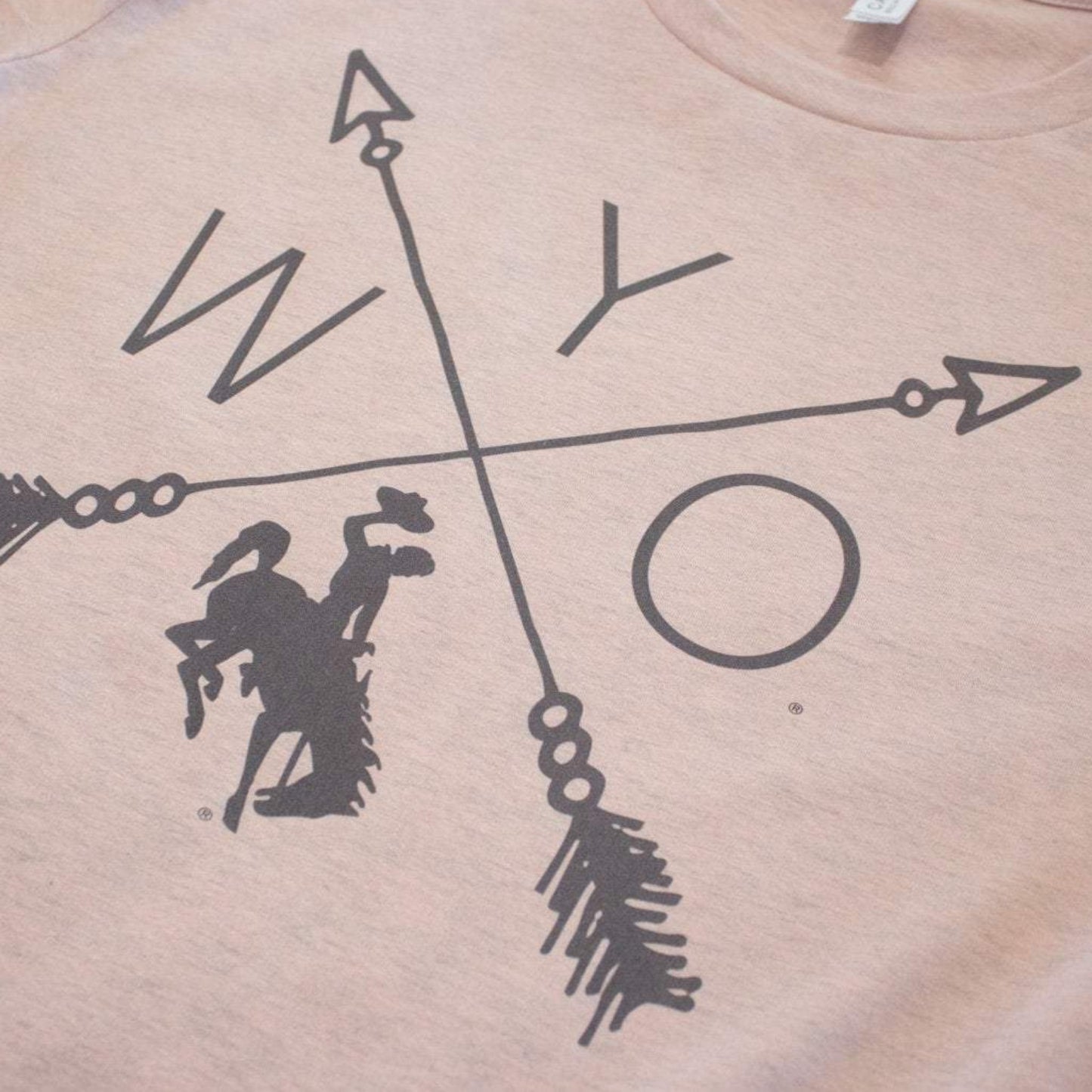 WYO tee - Wyoming bucking horse t-shirt peach