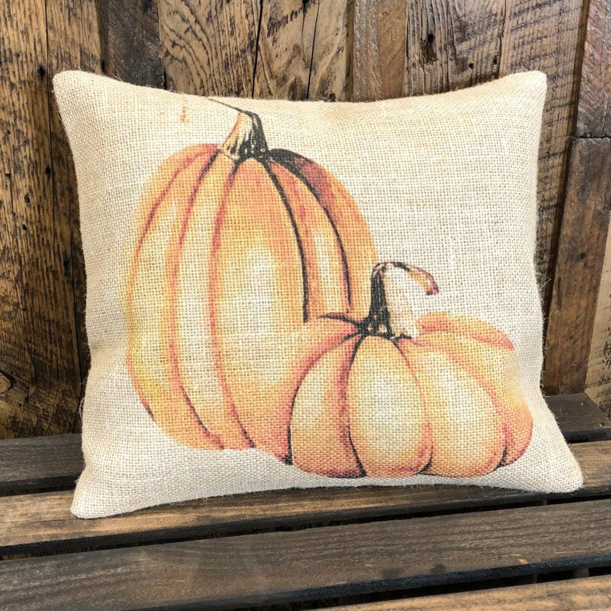 Pumpkin Spice on burlap throw pillow Autumn home decor