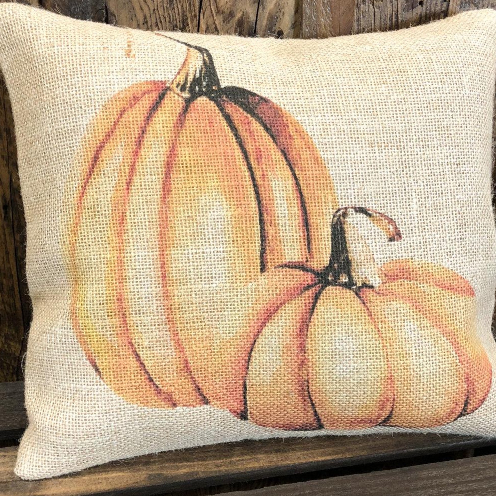 Pumpkin Spice on burlap throw pillow Autumn home decor