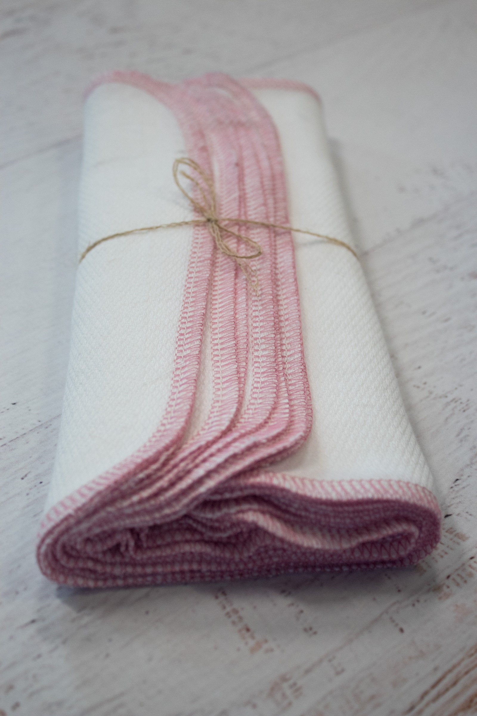 Pastel pink Unpaper Towels in bright white or natural birdseye - reusable paper towel alternative