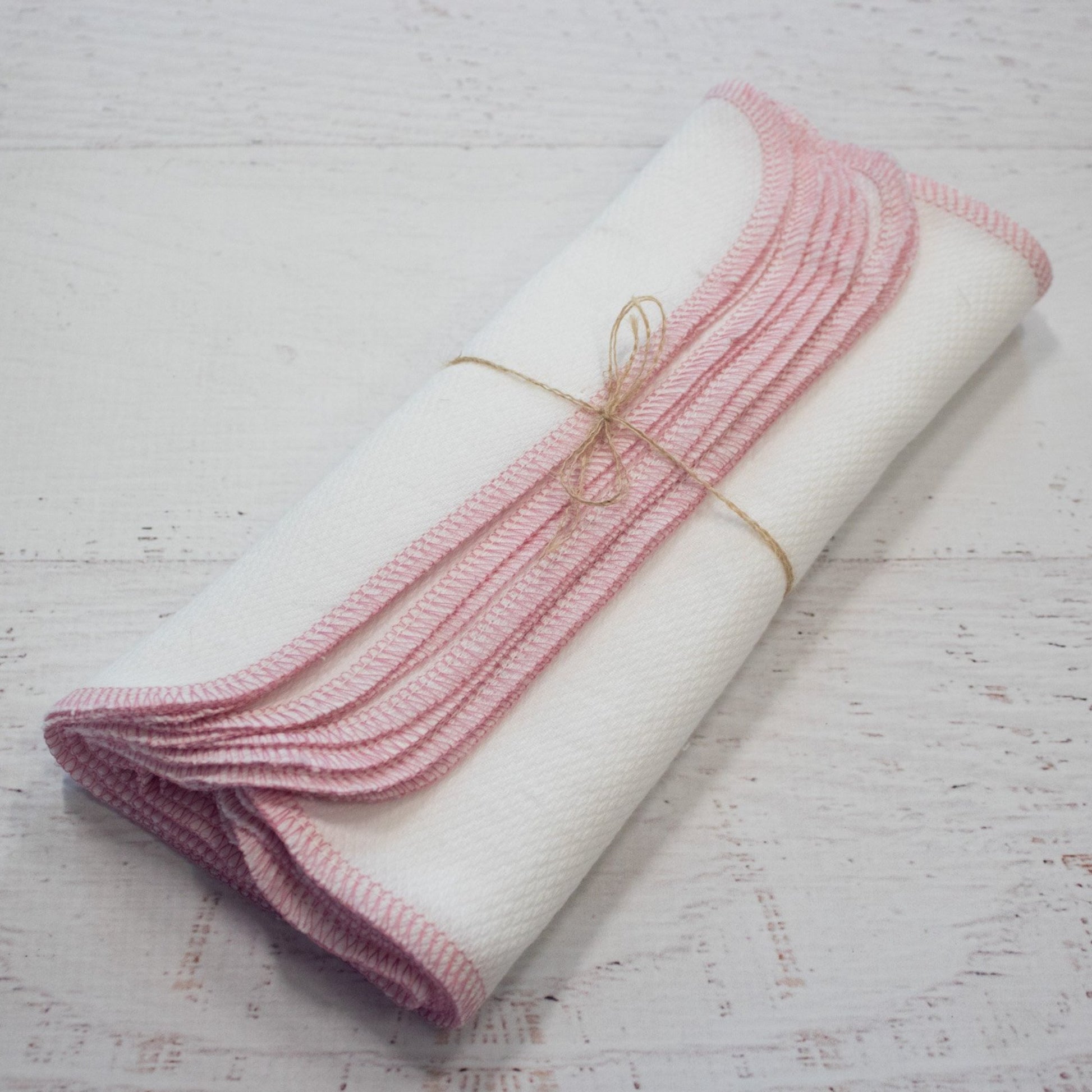 Pastel pink Unpaper Towels in bright white or natural birdseye - reusable paper towel alternative