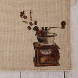 Vintage Coffee Grinder - burlap coffee maker placemat, coffee bar home decor