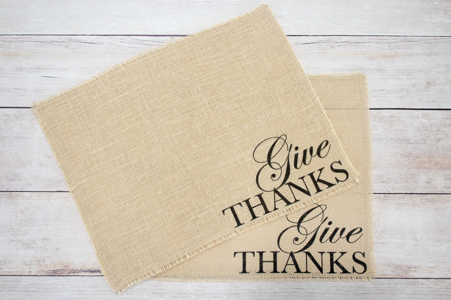 Give Thanks burlap placemats