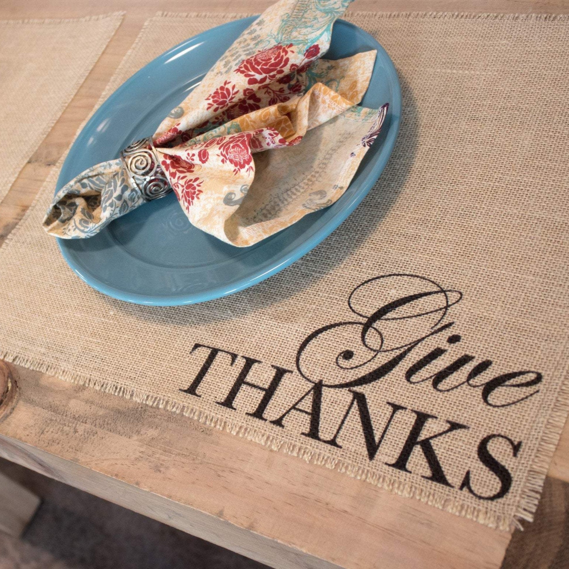 Give Thanks burlap placemats