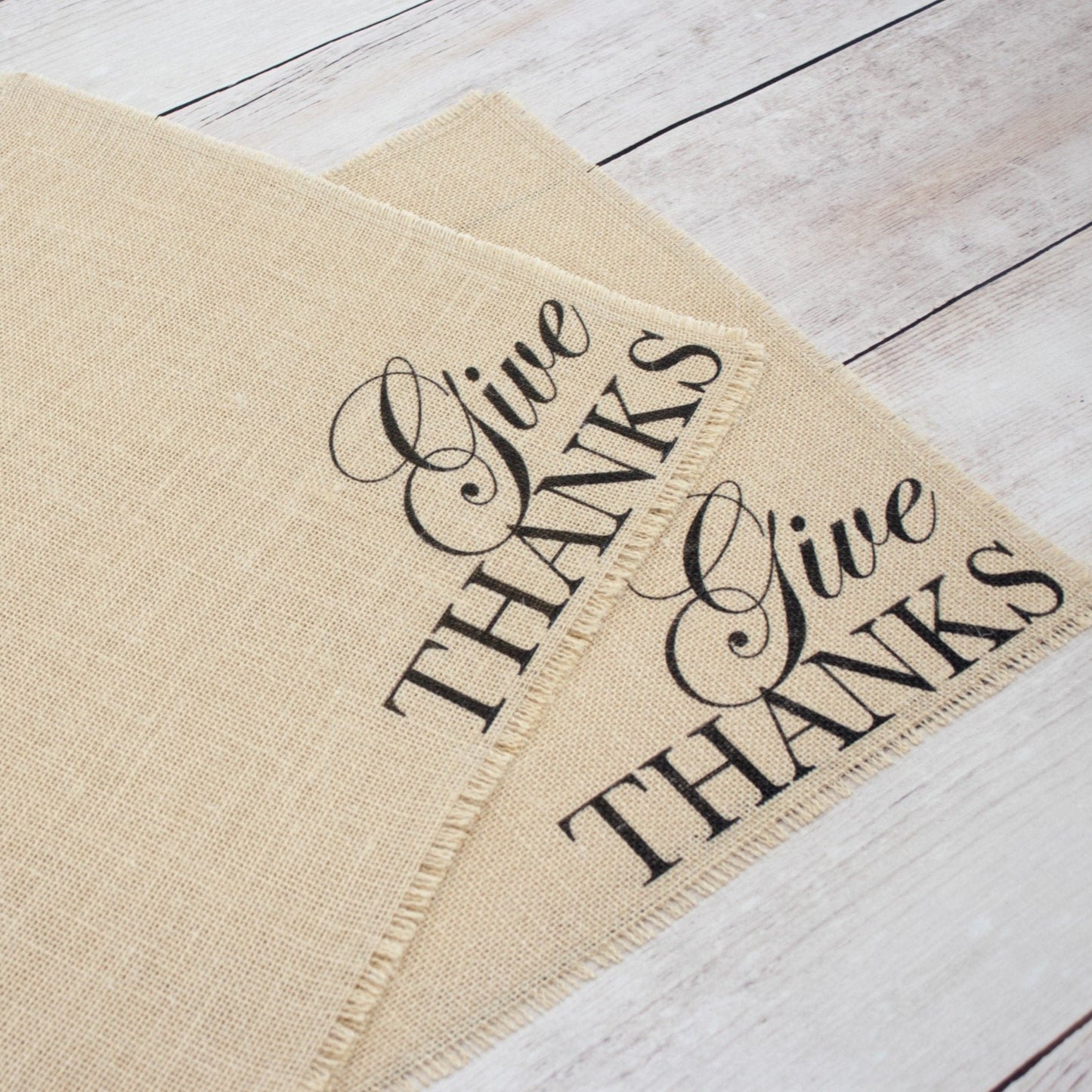 Give Thanks burlap placemats