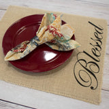 Blessed burlap placemats