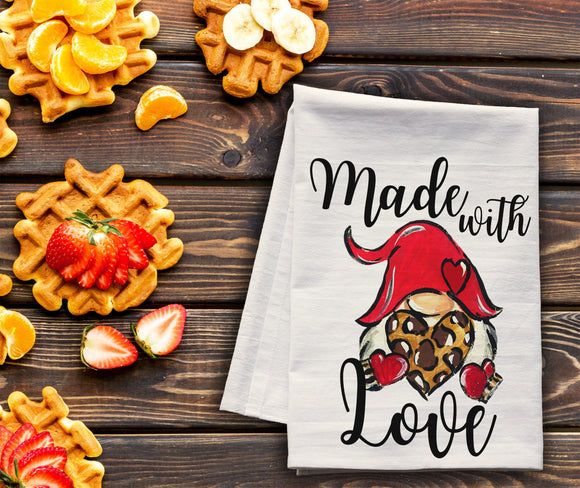 Made with Love Gnome Kitchen Towel - valentines day gift for mom