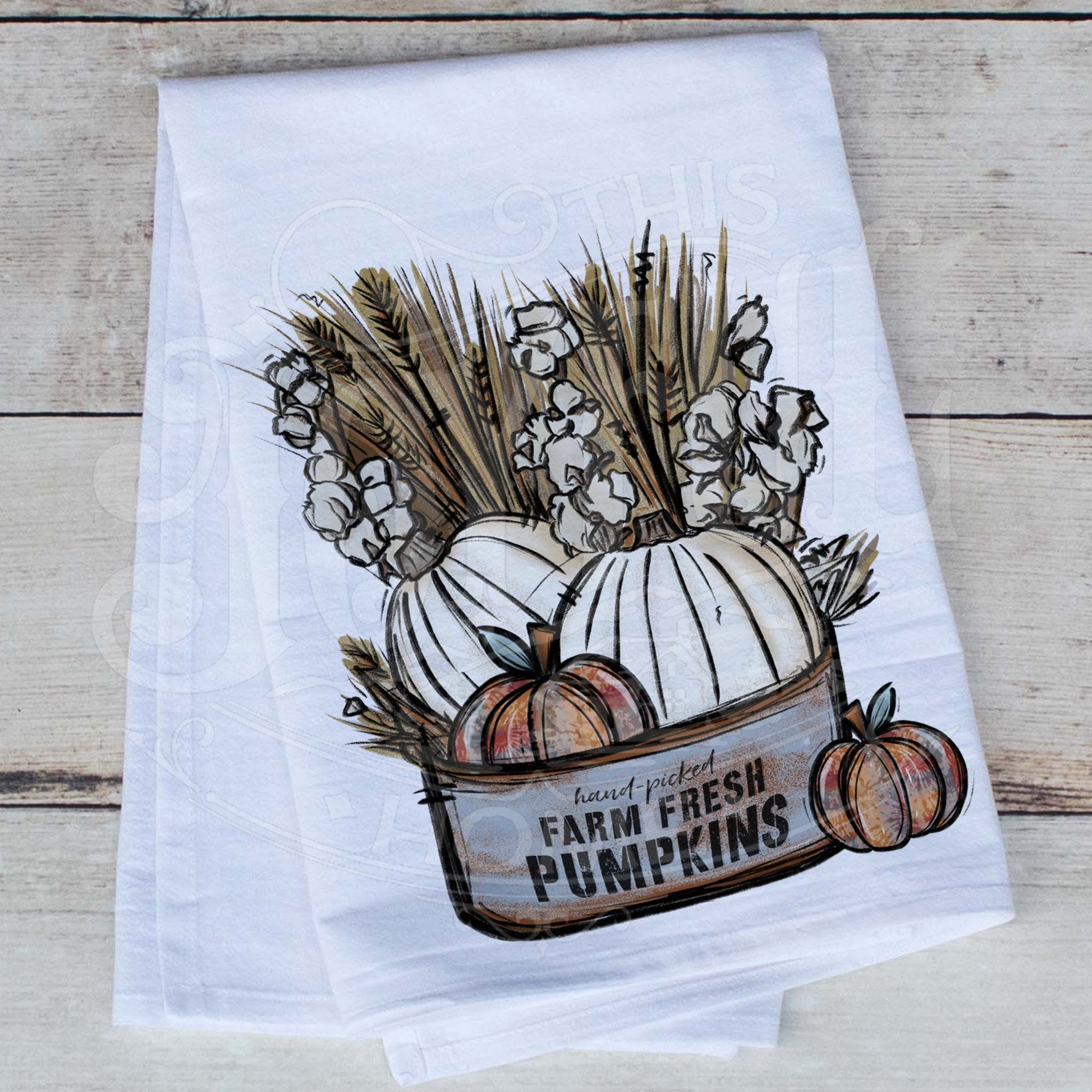 farm fresh pumpkins tea towel