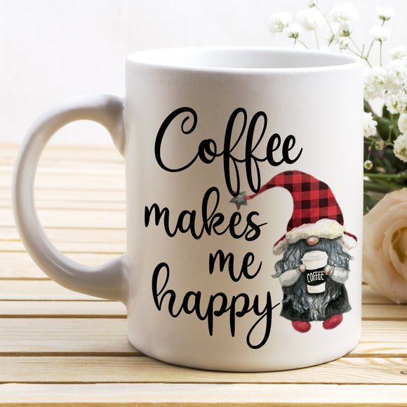 Coffee Makes me Happy Gnome Coffee Mug