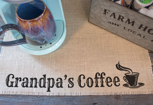 Grandpa's Coffee Burlap Coffee Maker Placemat