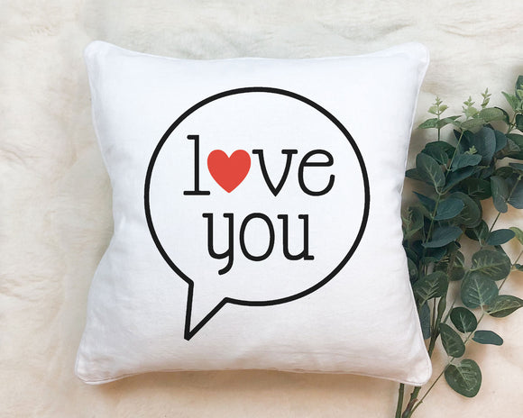 Love you bubble on soft white throw pillow - gift for her