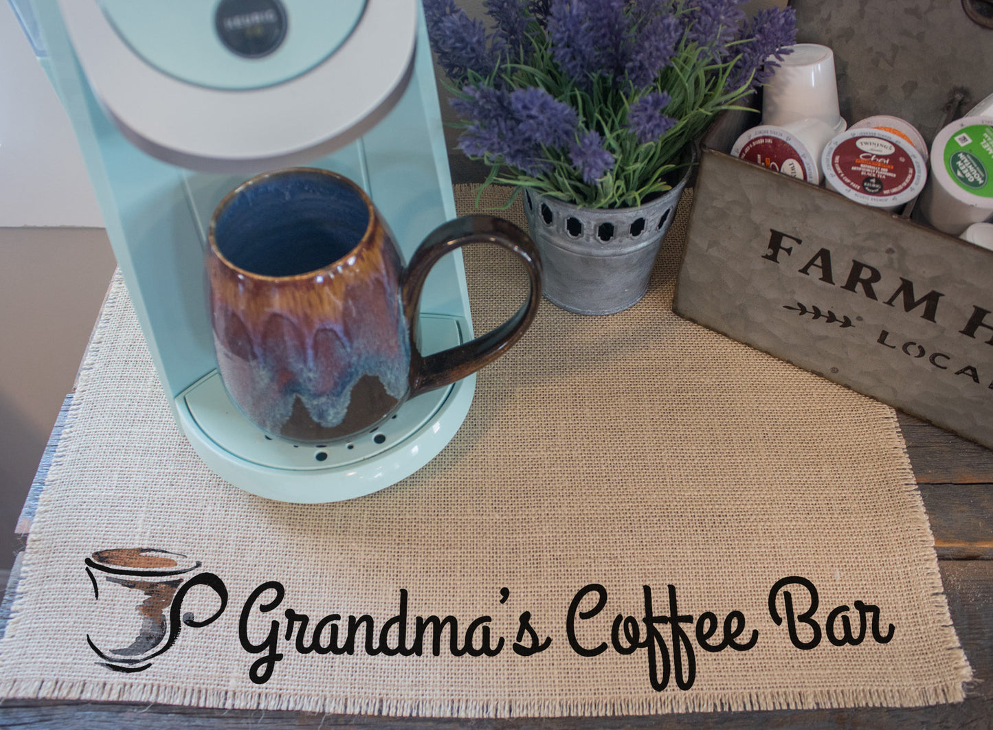 Grandma's Coffee Bar Burlap Coffee Placemat