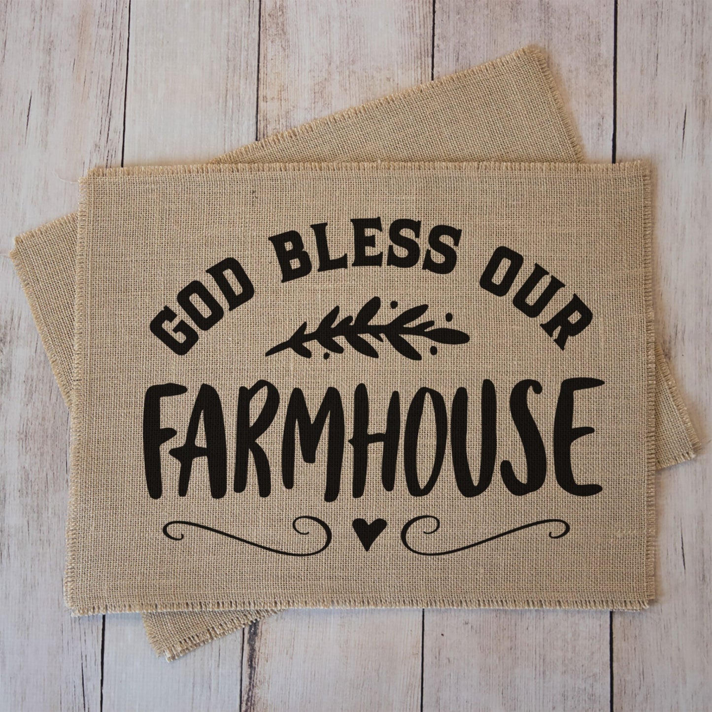 God Bless this Farmhouse burlap placemats - set of two farmhouse style decor gift idea