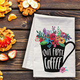 But First Coffee Kitchen Towel -  Premium Tea Towel,  Gift for Coffee Lover