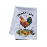 farm life rooster tea towel