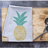 Hello Summer Pineapple Kitchen Towel - premium flour sack tea towel template