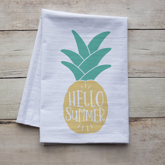 Hello Summer Pineapple Kitchen Towel - premium flour sack tea towel template