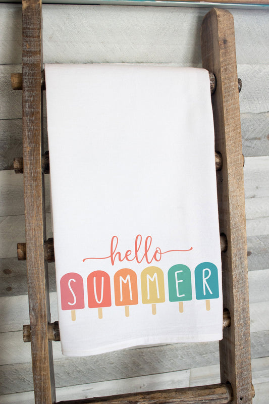 Hello Summer Popsicles Tea Towel