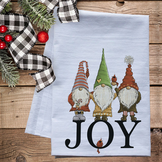 Christmas Gnomes Joy Tea Towel