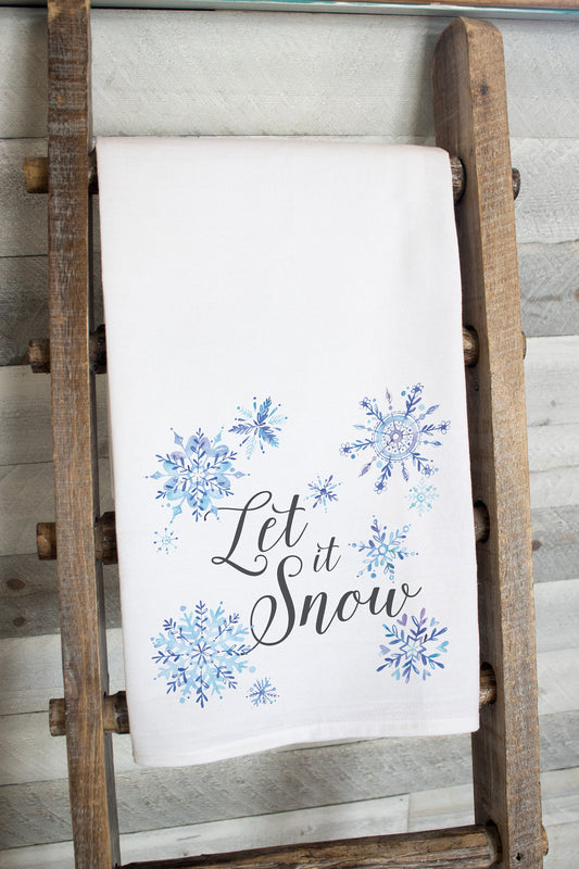 Let It Snow Dish Towel -  premium flour sack tea towel