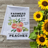 Farmer's Market Peaches - premium flour sack tea towel farmer's market inspired