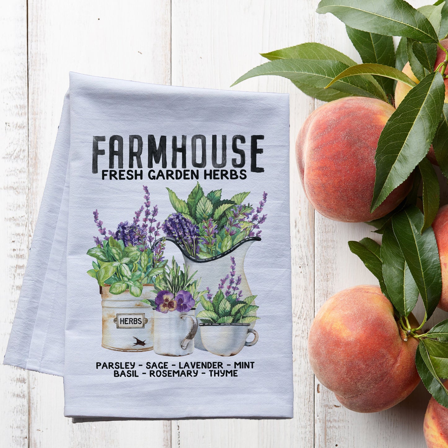Fresh Garden Herbs Tea Towel