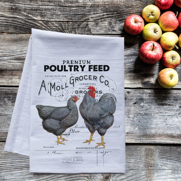 Poultry Feed Chicken Farmhouse Style - premium flour sack tea towel farmer's market inspired
