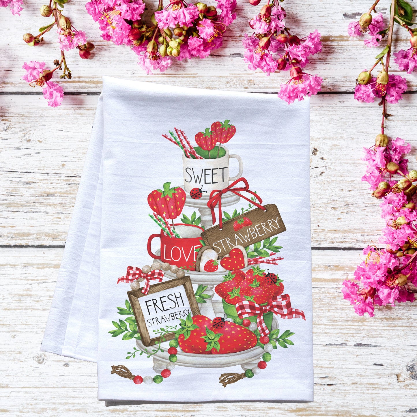 Strawberry Summer Tier Tray Tea Towel
