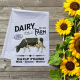 Dairy Farm Farmhouse Style Kitchen Towel- premium flour sack tea towel farmer's market inspired