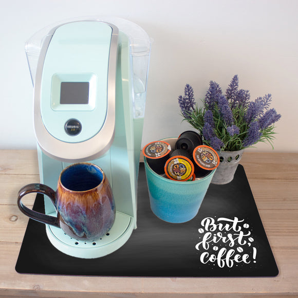 But First Coffee Chalkboard Style Washable Coffee Mat, Coffee Lovers Gift, Coffee Placemat, Coffee Bar, Coffee Mat, Coffee Decor