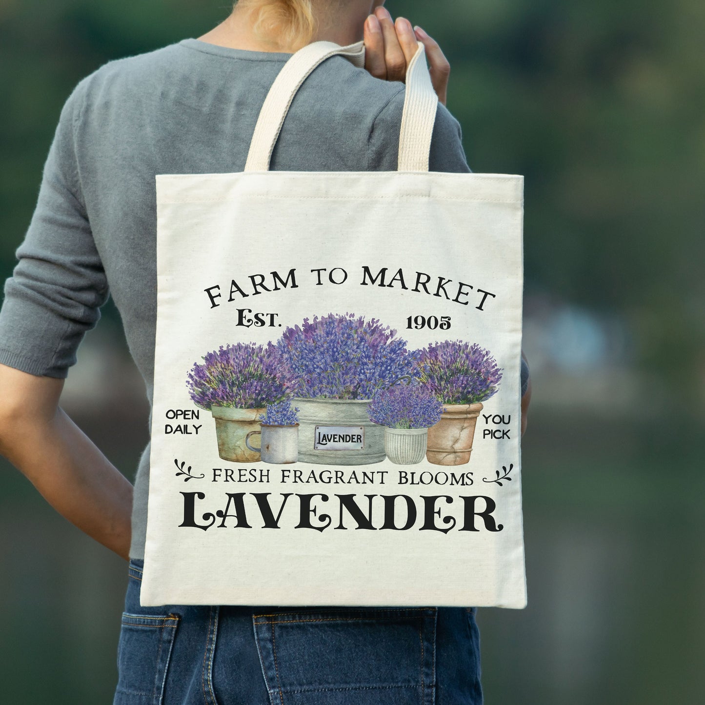 Farm to Market Lavender Tote Bag