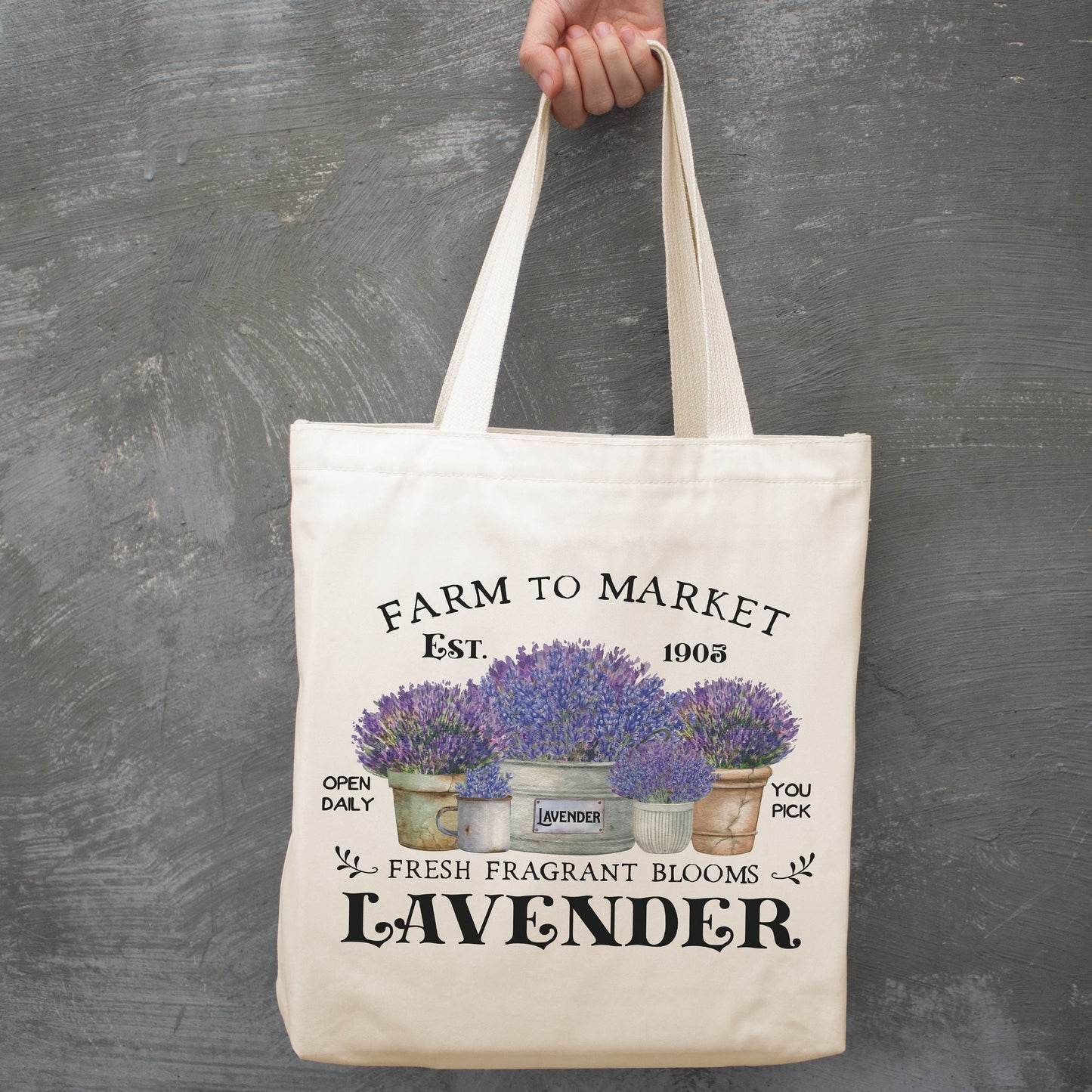 Farm to Market Lavender Tote Bag