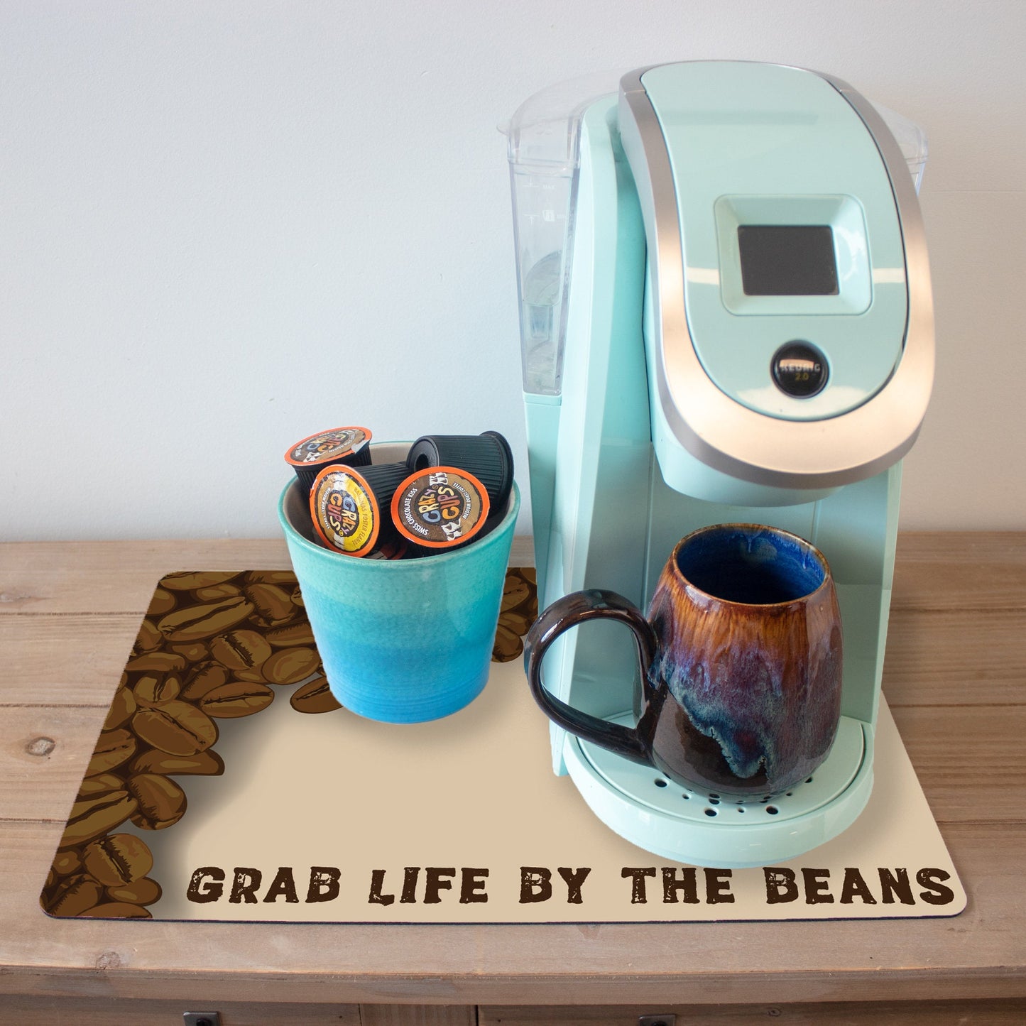 Grab Life by the Beans Coffee Mat