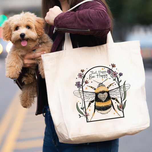 Think Happy Bee Kind Tote Bag